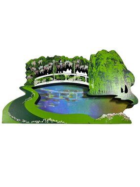 Wood Art display My Favorite Places Reflecting Pond Sheila Monet floral trees
